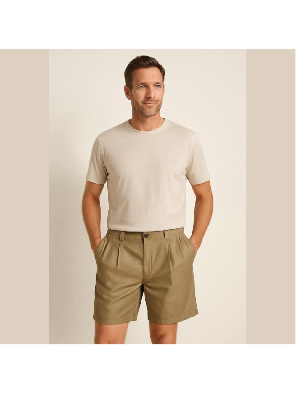 Men's Tommy Bahama Flat Front 100% Silk Shorts Waist 35 Beige